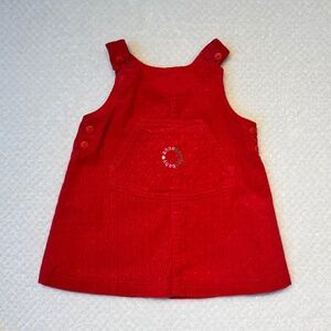 💙 Anne Geddes Baby Corduroy Pinafore Dress - est, 6-9 months, red, fully lined